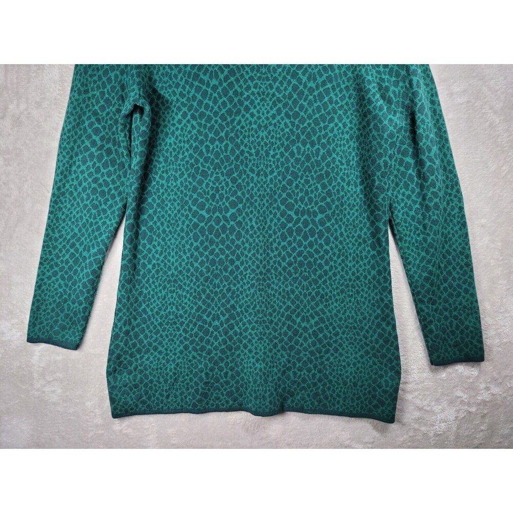Isaac Mizrahi Live Cardigan Sweater Womens M Green Long Sleeve Animal Print - Picture 12 of 16